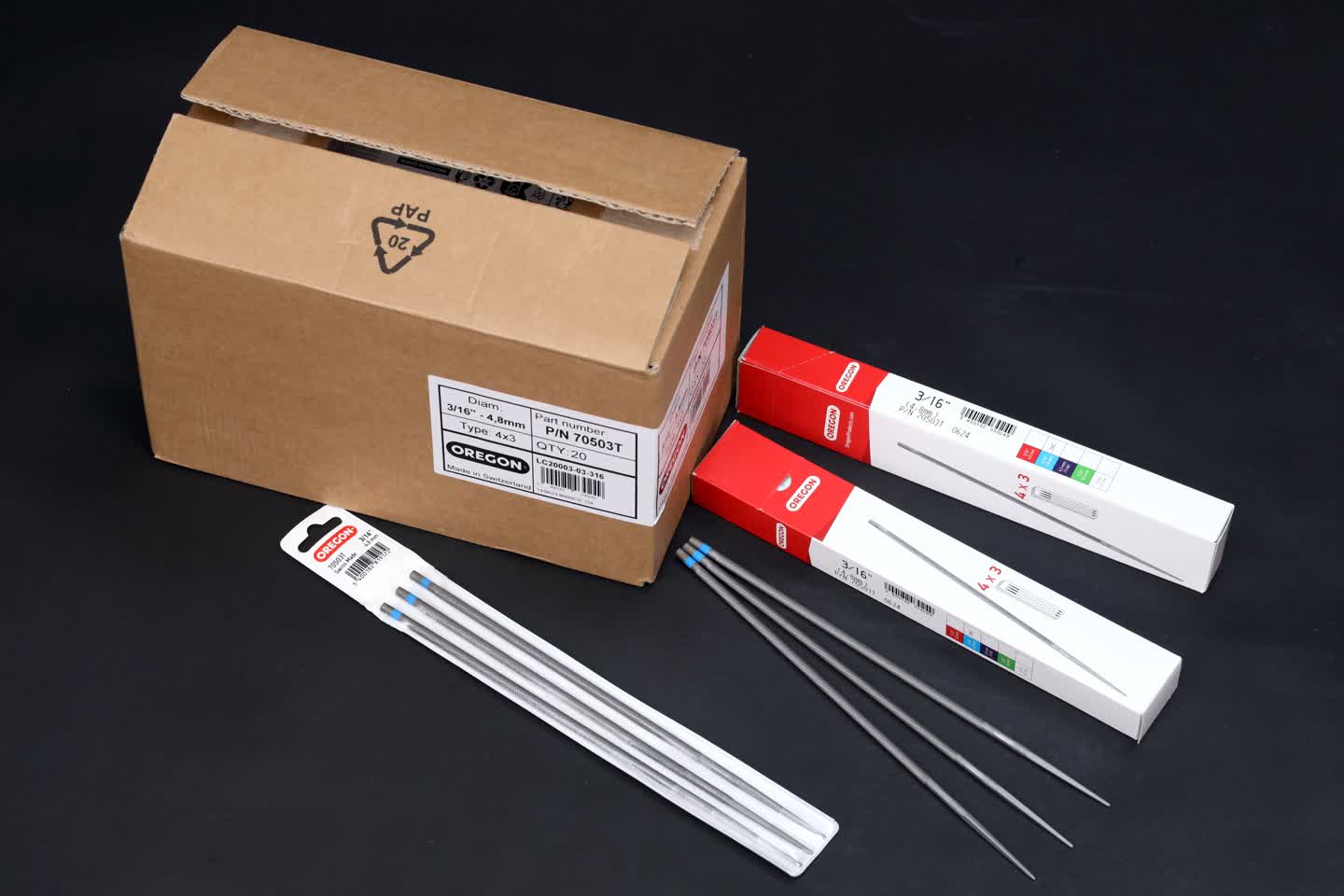 Dũa tròn Oregon 70503T 4.8mm 3 Dũa tròn Oregon 70503T 4.8mm (12 cái/hộp) phân phối bởi Oregon Việt Nam